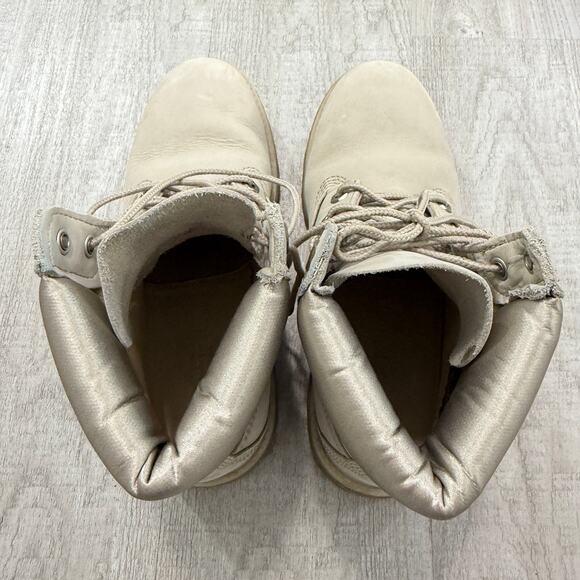 Timberland Premium Waterproof Lace Up Ankle Boots Women's 7 Cream A2798 - Picture 10 of 12